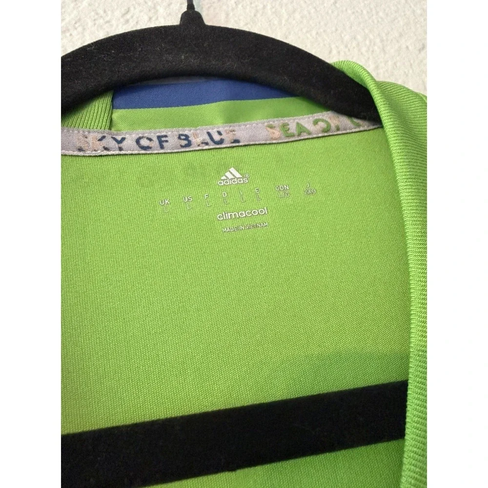 Seattle Sounders FC Jersey Mens Large Green Blue Adidas Football Soccer MLS